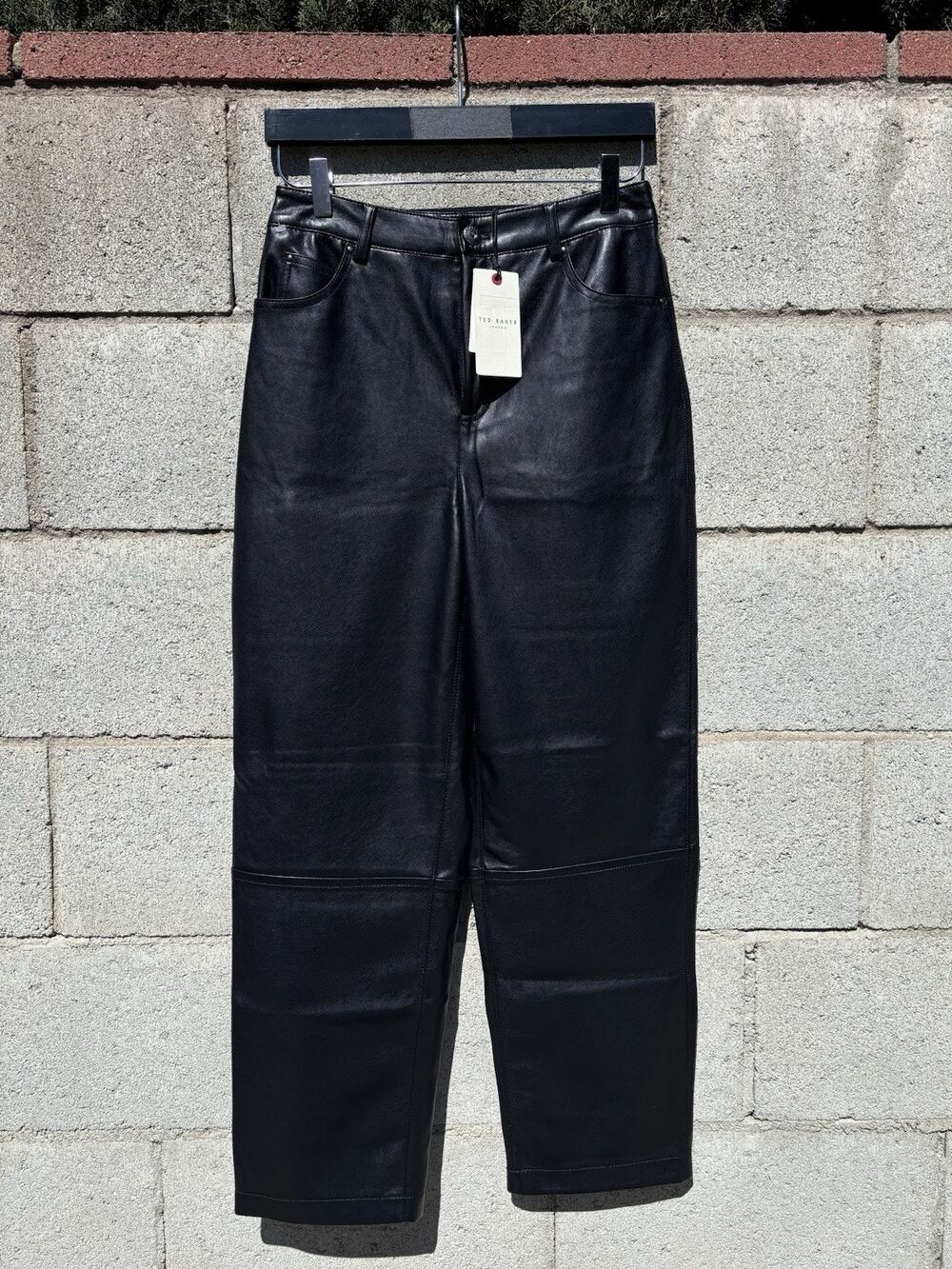 Ted Baker London Plaider Faux Leather High Rise Pants Black Sz 1 28x26